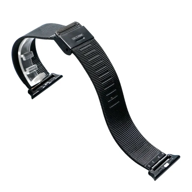 Черный сетчатый Браслет из нержавеющей стали для Apple Watch 38 мм 42 ремешок часов iWatch