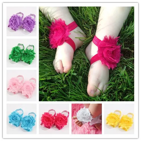 Baby Flower Foot Ring Shoes Infant Girls Boys First Walkers Foot Wear Newborn Photography Foot Accessories 0/24M 100Pairs/lot