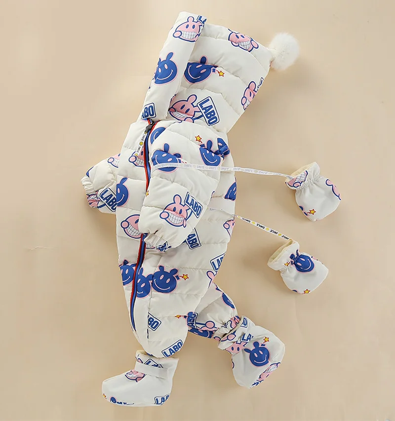 Newborn Baby Girl Down Romper 2018 New Winter Boy Thicker Hooded Overall Outfit 1piece Child Warm Clothes 6m 1t 2t 3t | Детская одежда