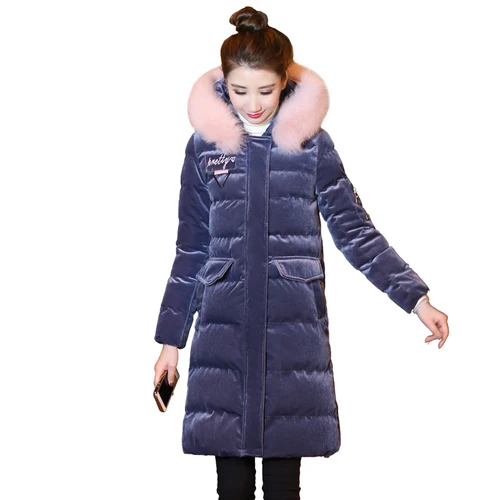 Cotton clothing female winter 2018 new Korean version of the thick cotton coat in the winter long section of gold velvet cotton