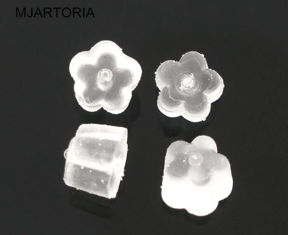 MJARYORIA 2017 Flower Rubber Back Earring Stoppers DIY Jewelry Findings Shape Transparent 4x4mm 5000PCs New Style | Украшения и