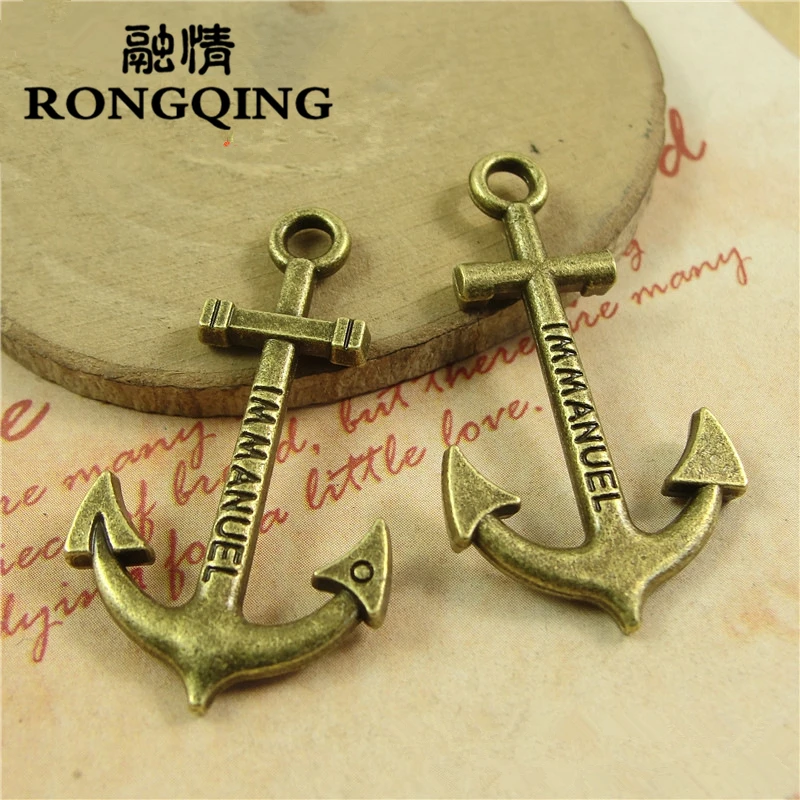 RONGQING винтажные 14*38 мм 40 шт./лот амулеты якоря иммануэля 2 Цвета Доступные Подвески