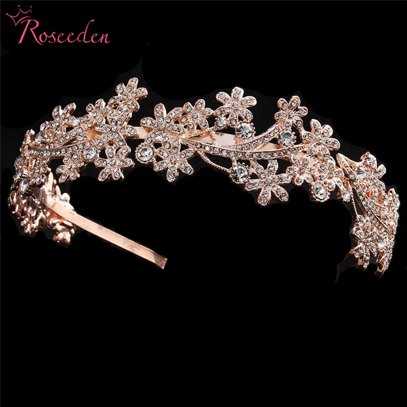 

Rose gold Silver Color Crystal Wedding Tiara Bridal Princess Crown Hair Accessories Bridesmaids Jewelry Women Headpieces RE3277
