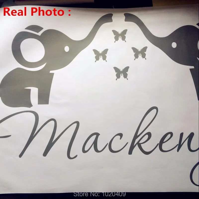 2017 наклейки на стену с изображением имени ребенка милыми слонами Детская