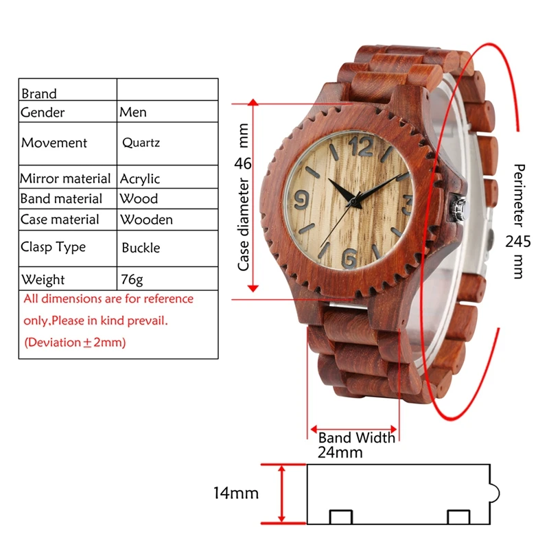 

Top Luxury Red Wooden Men's Watch Gear Design Clock Man Creative Woody Quartz Wristwatches Ultralight Watch Gifts Reloj Hombre