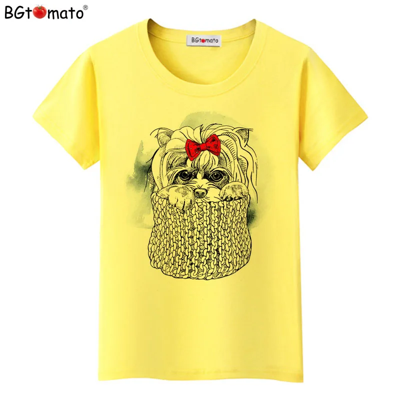 Bgtomato/футболка с принтом из материала, никогда не выцветает, цветная рубашка,, хорошее качество, повседневный Топ, милый, собака, кот, рубашка