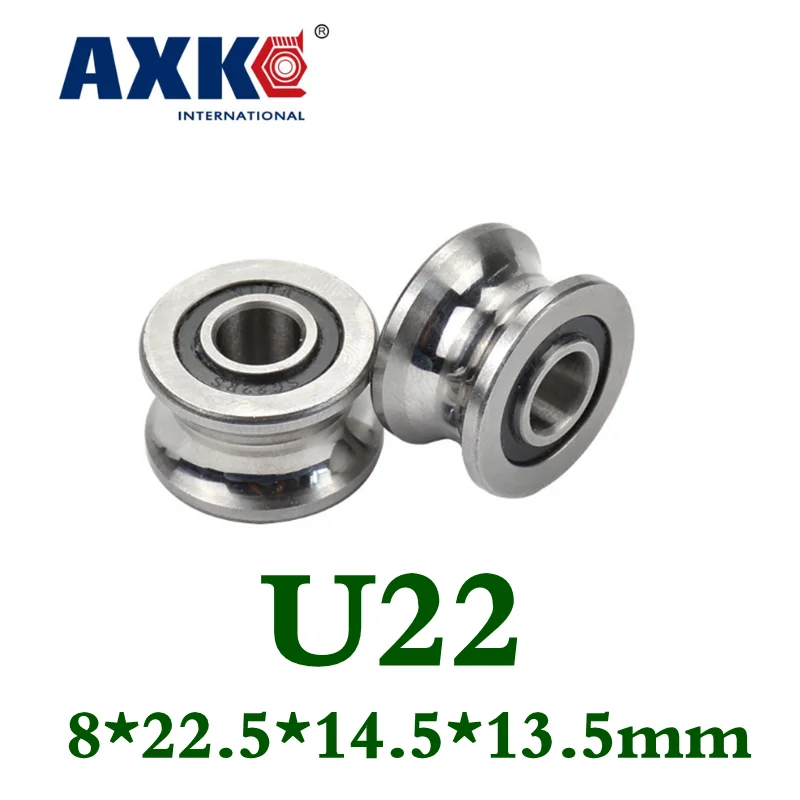 Axk 2 шт. U Groove шариковый подшипник направляющие роликовые подшипники U22 8*22 5*14 5*13 5 мм