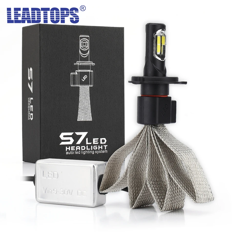 LEADTOPS супер яркие Автомобильные фары светодиодный H7 H4 H3 H8/H9/H11 9005 9006 H1 880 Лампочка