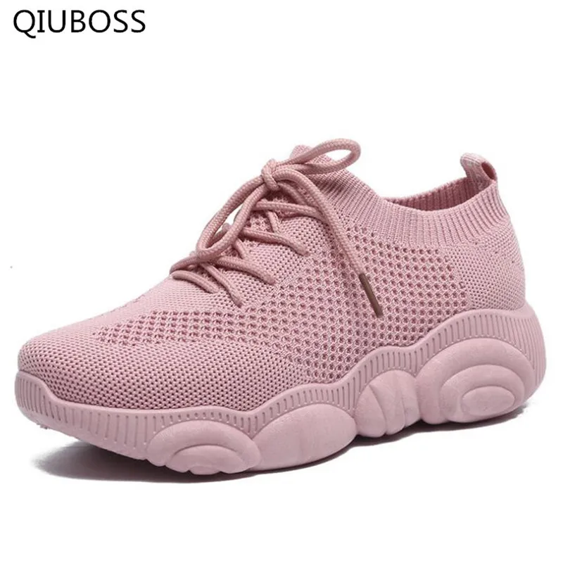 QIUBOSS; сезон лето; Новинка; повседневная обувь; модная женская обувь; дышащая обувь на шнуровке; тканевые кроссовки; Q766