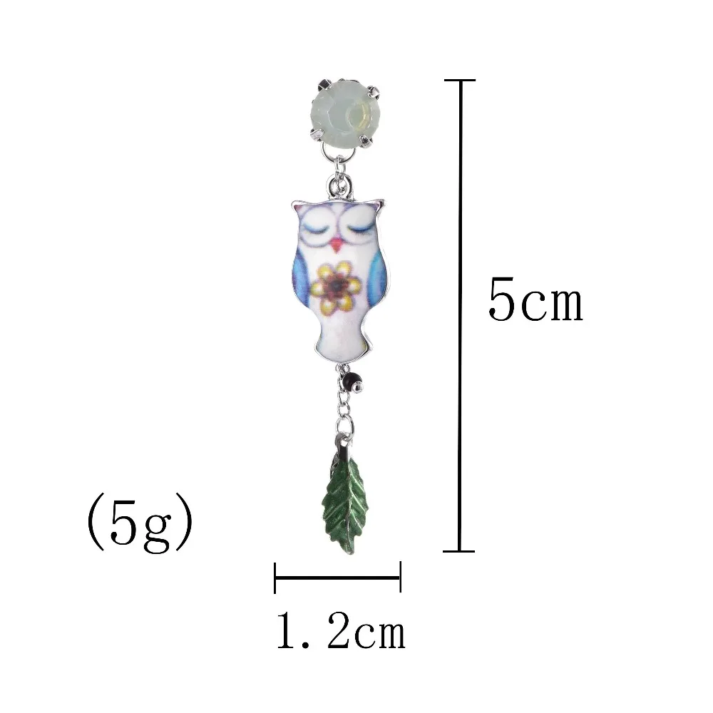 New Creative Bohemia Owl Leaf Stone Dangling Long Earrings for Women Chain Beads Pendant Drop | Украшения и аксессуары