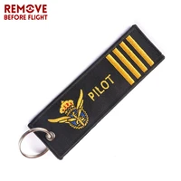 remove before flight pilot keychain chaveiro para carro key ring holder tag embroidery for car styling key chain aviation gift