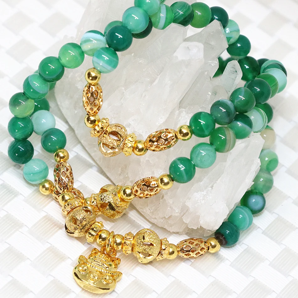 Аксессуары золотого цвета 6 мм из натурального камня зеленые вены агата круглые