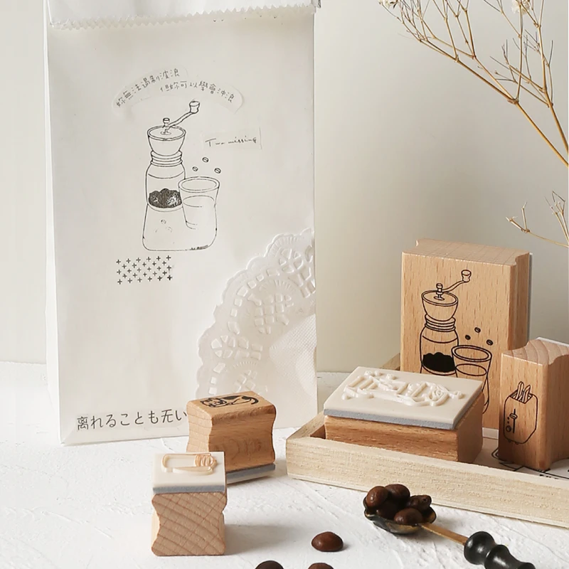 13 шт./компл. Кофе время Деревянный Штамп для скрапбукинга канцелярские открытка