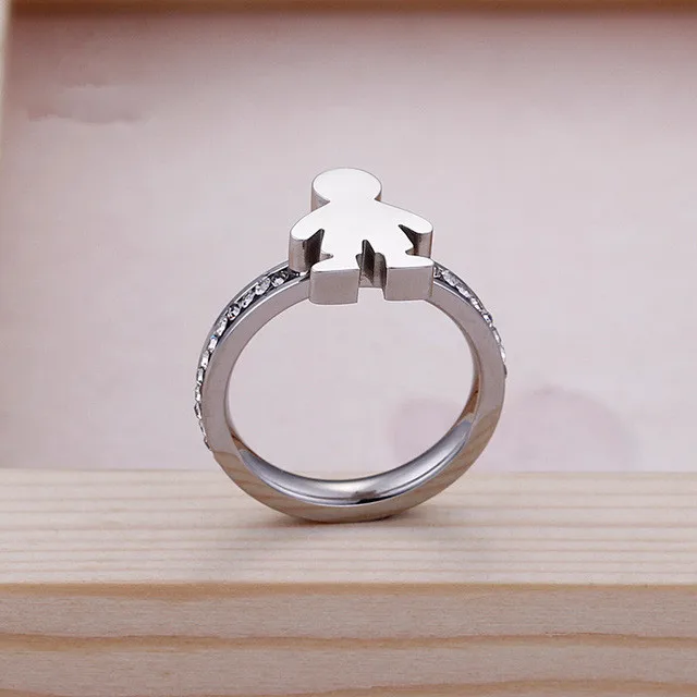Silver (Boy) Милые обручальные кольца из нержавеющей стали с фианитами для девочек, женские кольца/кольца для девочек, ювелирные изделия, подарок, вечерние аксессуары - Цвет основного камня: Silver (Boy)