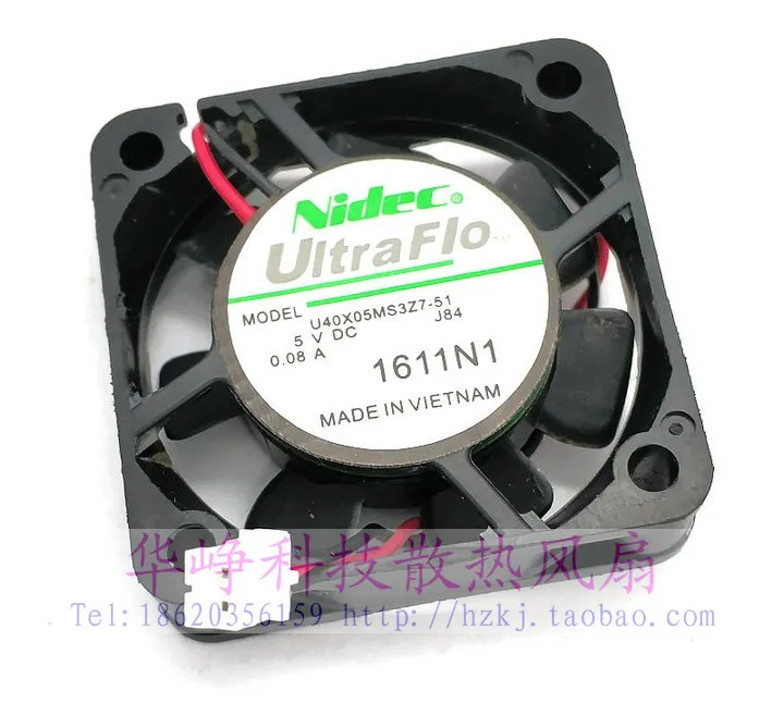 Двухпроводной Вентилятор охлаждения сервера Nidec U40X05MS3Z7-51 DC 5V 0.08A 40x40x10 мм