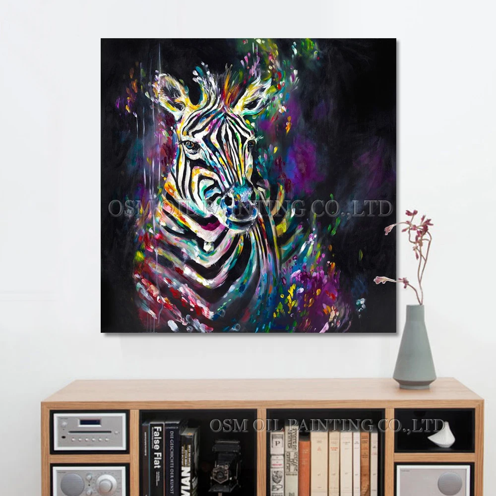 Excellent Artist Handmade High Quality Abstract Animal Zebra Oil Painting on Canvas Modern Colorful | Дом и сад
