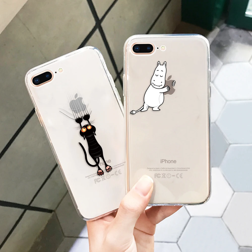 Пара мультфильм милый чехол для телефона iPhone XR XS MAX X 7 8 6 S плюс милые животные