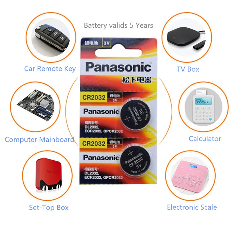 Panasonic 5 шт./лот cr 2032 кнопочные батареи 3 В литиевая батарея для часов с пультом дистанционного управления калькулятор cr2032