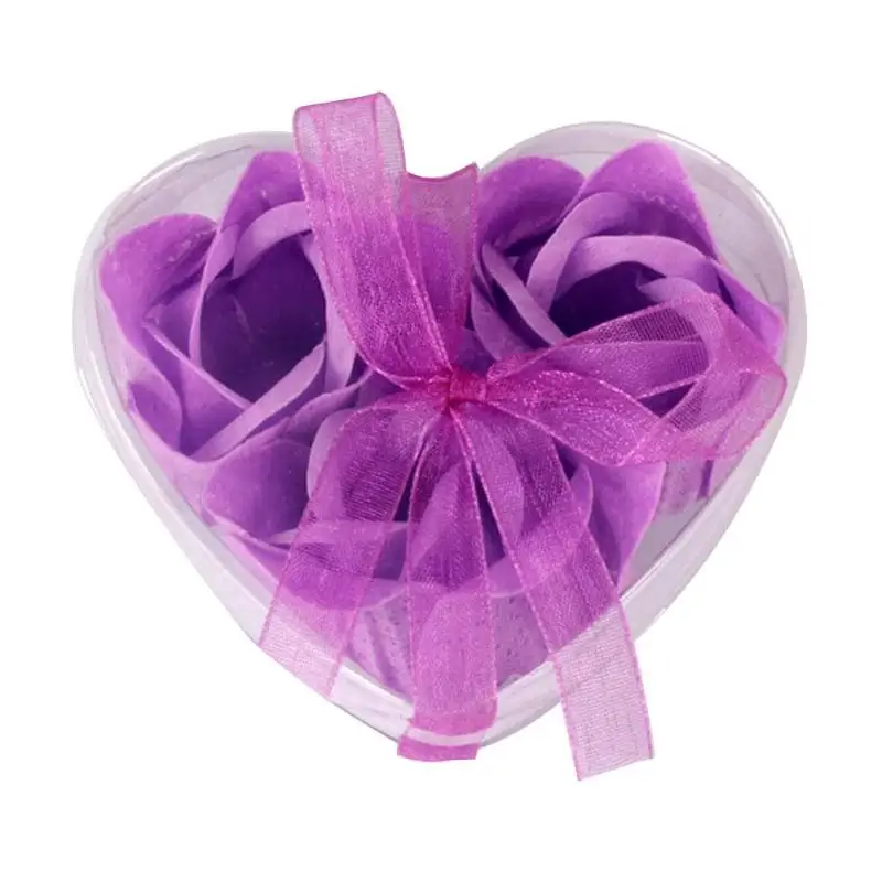 3pcs Purple Романтическая роза медведь игрушка для женщин девушки Мыло Цветок День рождения Свадебные украшения вечерние юбилей день Святого Валентина подарок для девушки - Цвет: 3pcs Purple