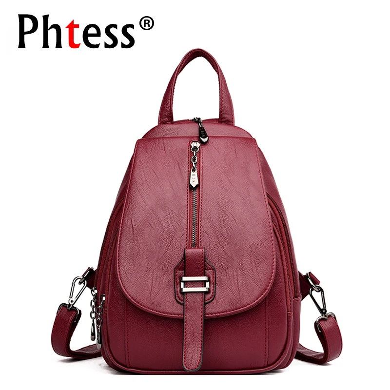 

2019 Women Leather Backpacks High Quality Sac a Dos Vintage Bagpack Ladies Mochilas Female Backpack Travel Rucksack For Girls
