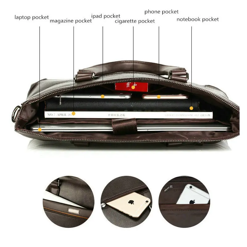 Портфель мужской из натуральной кожи Модный саквояж на плечо воловьей модный