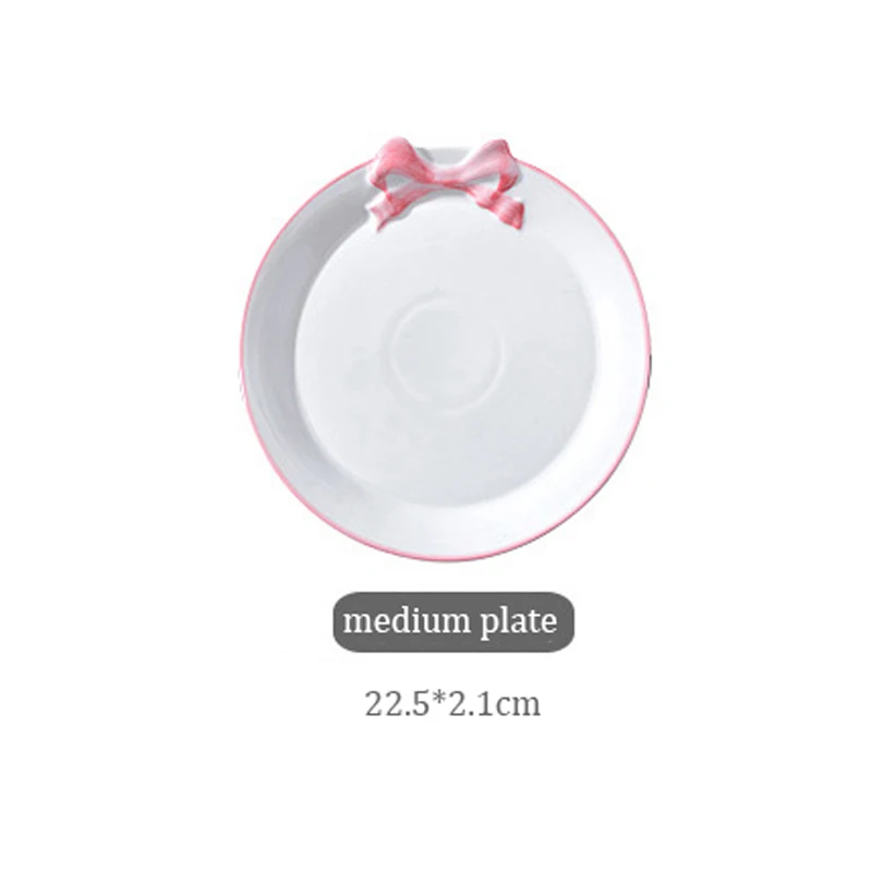 Pink medium Round Милая белая керамическая тарелка Фруктовница фарфоровое декоративное блюдо, ювелирный десерт для еды, блюдо для хранения, украшение комнаты, подарок для девочки - Цвет: Pink medium Round