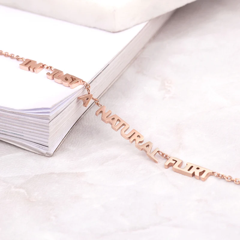 YUN RUO модный браслет из розового золота элегантная буква цепочка шарм женский