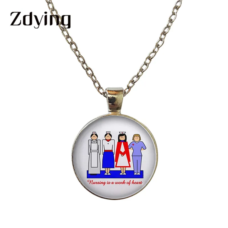 Ожерелье с кулоном в виде сердца ZDYING Nursing стеклянный медицинский стетоскоп