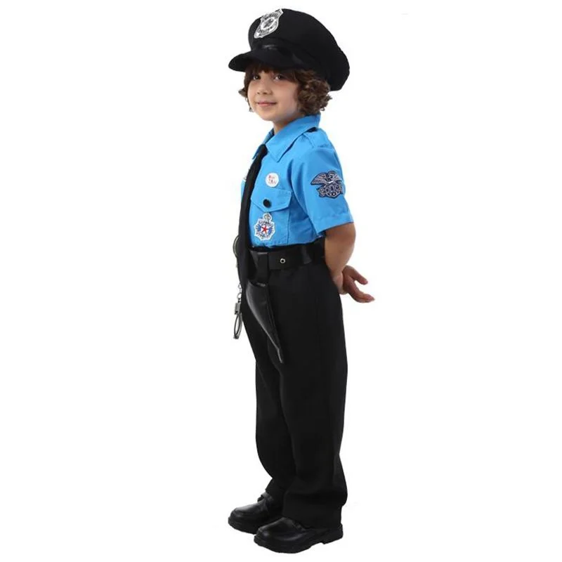Детские костюмы полицейских на Хэллоуин детские для мальчиков день супер синие