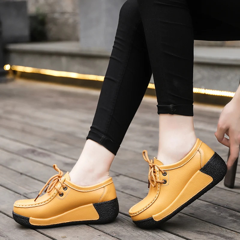 MANLI Women Shoes Sneaker Ballet Genuine Leather Flat Platform Walking Slip On Female Women's Loafers mocasines mujer | Спорт и