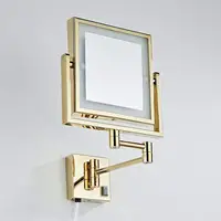 Vanity Mirror with Lights, 3X / 5X Magnification 360° Swivel Extendable Cosmetic Makeup Mirror,  1 side / 2 side, Polished Gold