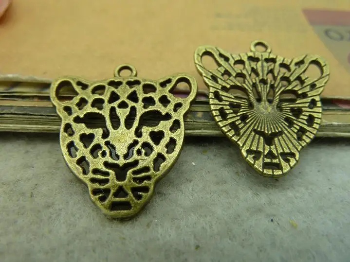 20pcs Wholesale Vintage Jewelry Findings And Components Antique Bronze Leopard Head Charm DIY Making Accessories Free Sh | Украшения и