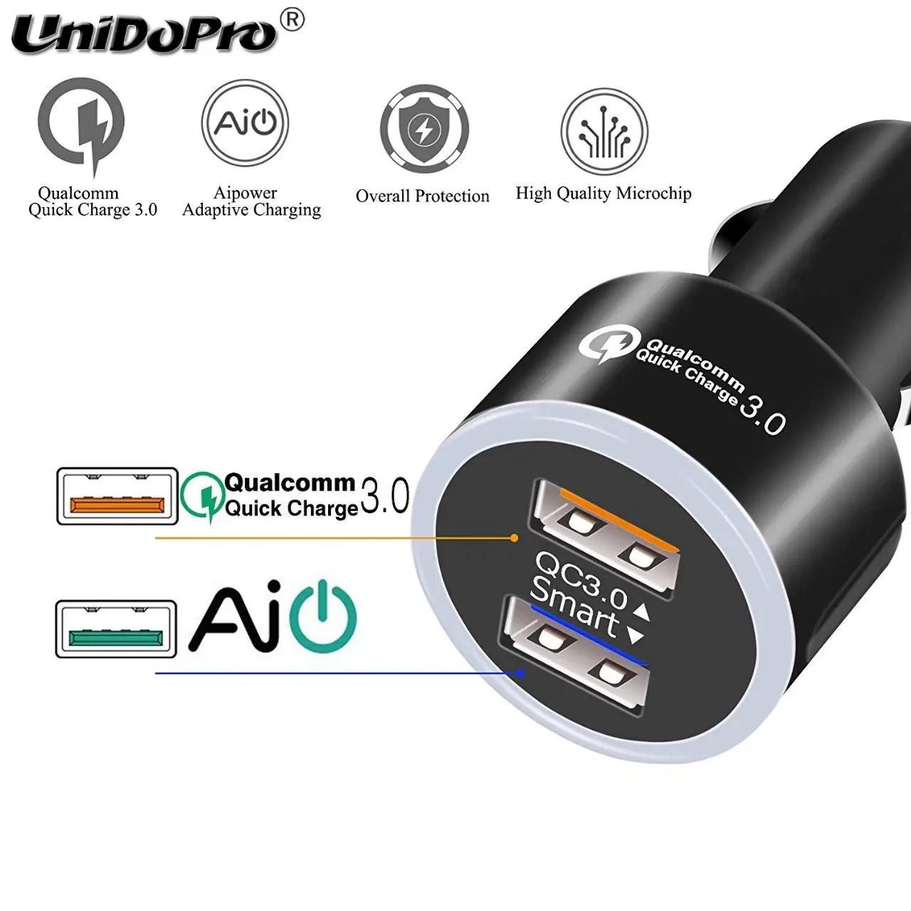 Быстрая зарядка 3 0 2-портовое Смарт USB быстрое автомобильное зарядное устройство