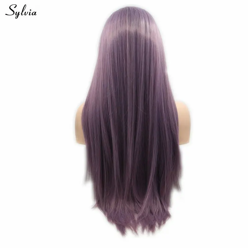 Sylvia 20-2" пастельный парик фиолетовый кружевной передний парик термостойкие синтетические волосы женские парики Шелковистые Прямые Вечерние парики для леди ежедневно