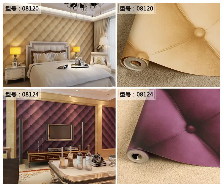 Imitation leather 3d Visual effect soft package wallpaper bedroom bedside living room TV background 3D wa | Обустройство дома