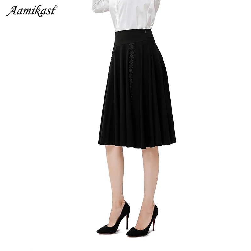

Aamikast Vacation Boho Bohemian Beach Polka Dot Split Zipper Lace Mid-Calf Mid Waist Skirt Summer Women Skirts