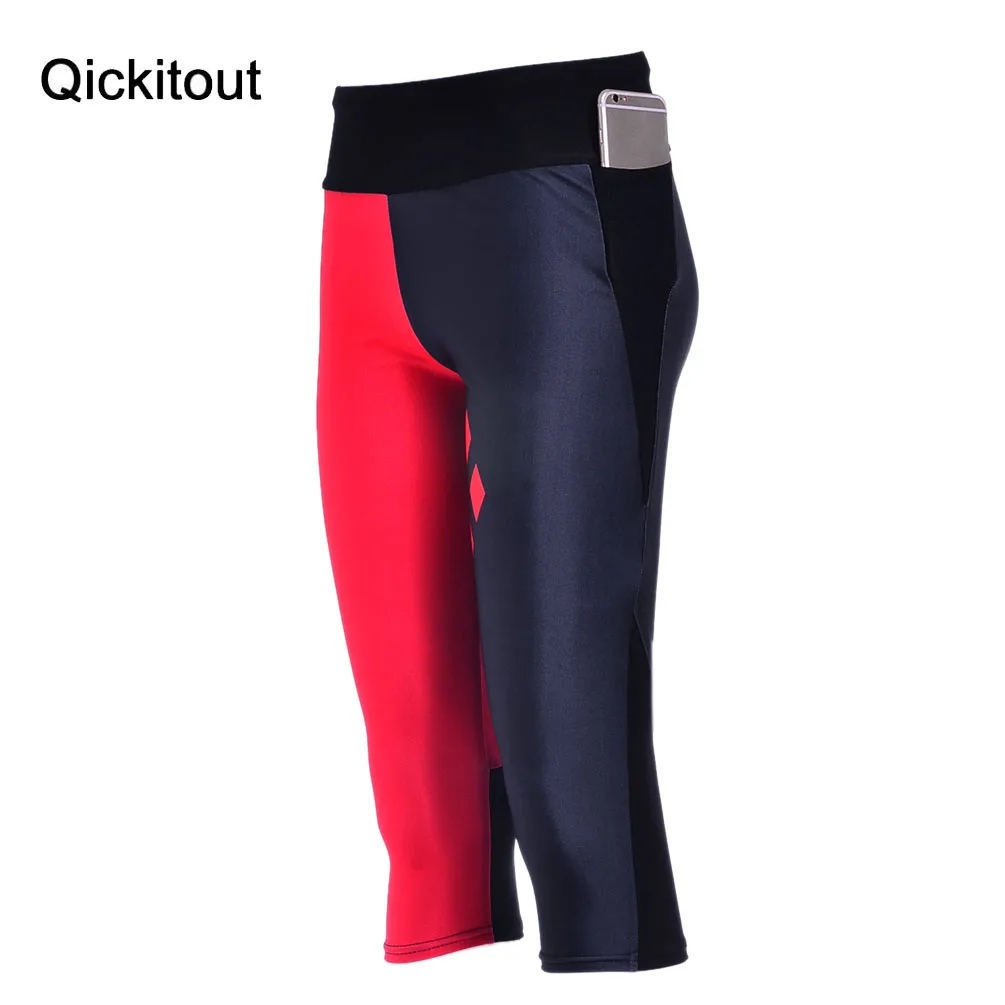 S XL новинка женские штаны 7 точек леггинсы красные и черные с геометрическим - Фото №1