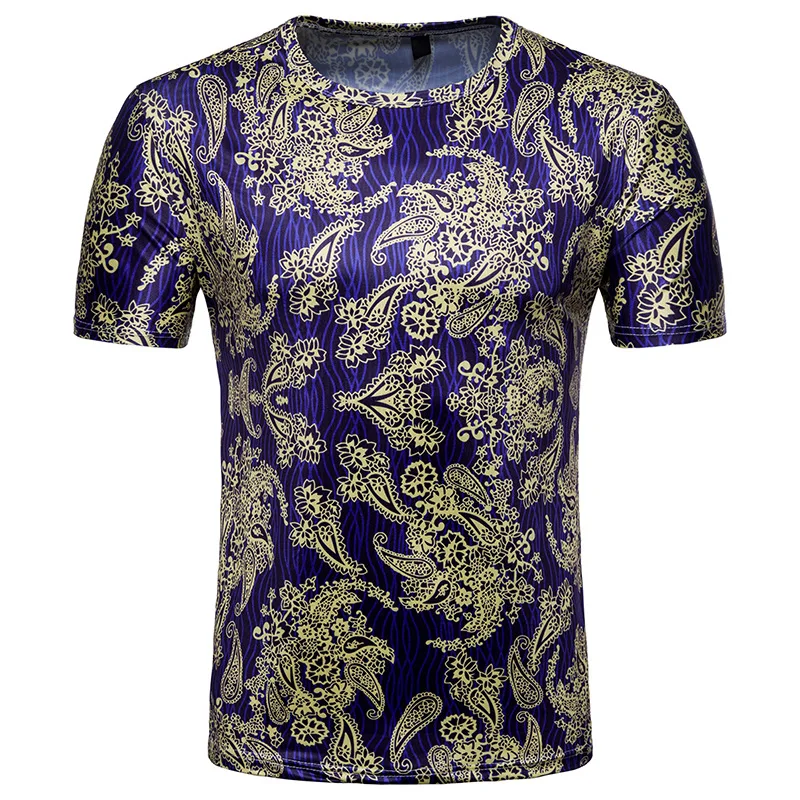 Мужская Повседневная футболка с круглым вырезом и коротким рукавом золотистая