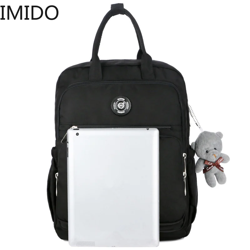 IMIDOFashion женский рюкзак водонепроницаемый нейлон мягкая ручка Одноцветный много