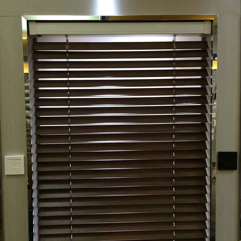 Моторизованные Деревянные венецианские жалюзи размер под заказ бесплатная