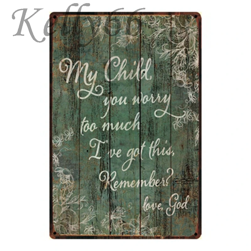 

[ Kelly66 ] Child Worry God Vintage Metal Poster Home Decor School Wall Art Painting 20*30 CM Size y-1139