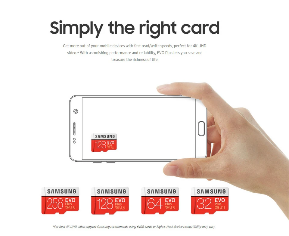 Карта памяти SAMSUNG EVO Plus EVO+ 256 ГБ, 16 ГБ, Micro SD, 32 ГБ, 64 ГБ, 128 ГБ, класс 10, MicroSD карта C10, UHS-I, флеш-карта Micro SD