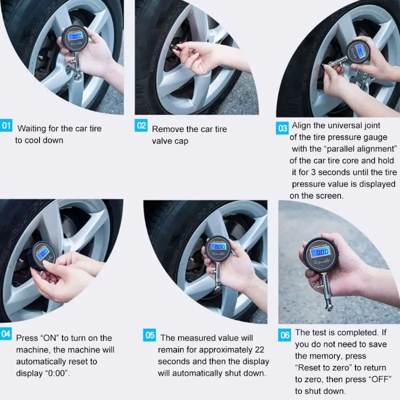 

LCD Digital Tire Pressure Gauge 0-200PSI Car Tyre Air Pressure For Motorcycle Cars Truck Bicycle Motorbike Vehicle Tester qiang