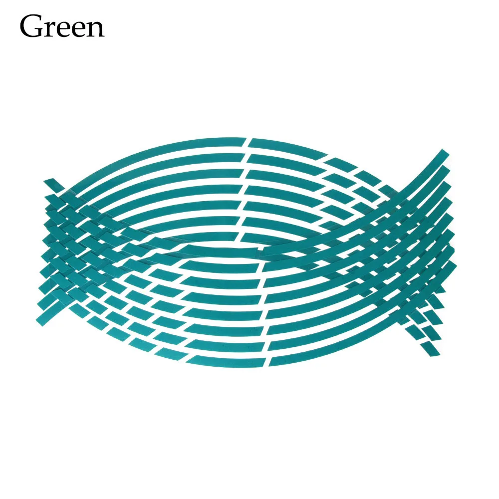 green 16 полосок, персональные наклейки на колеса мотоцикла, колеса автомобиля, шины, полоски, светоотражающие ободные ленты, наклейки на мотоцикл, Автомобильные украшения, аксессуары - Цвет: green