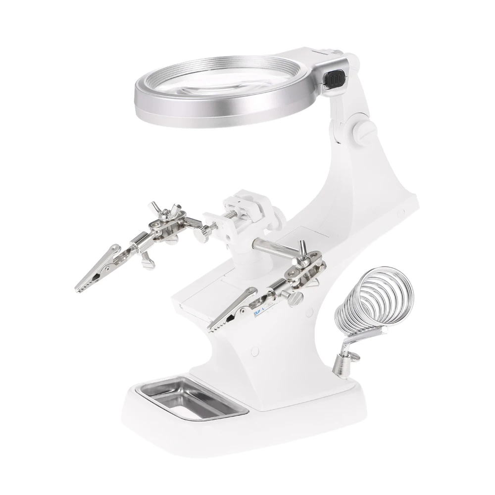 

Magnifier Repair Mgnifying Tool 3X/4.5X Soldering Iron Magnifying Glass LED Light WeldingAlligator Clip Holder Standing Style