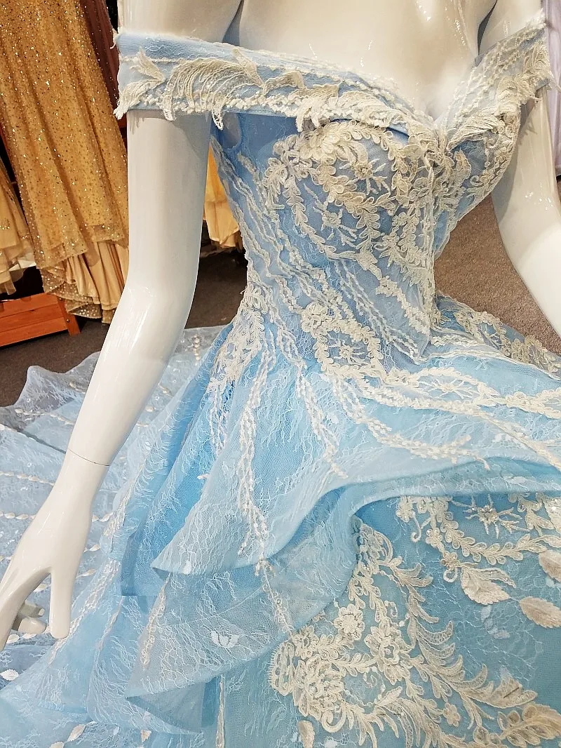 LS00342 кружевные платья синие зашнуровать назад вечерние 2018 реальных фотографий |