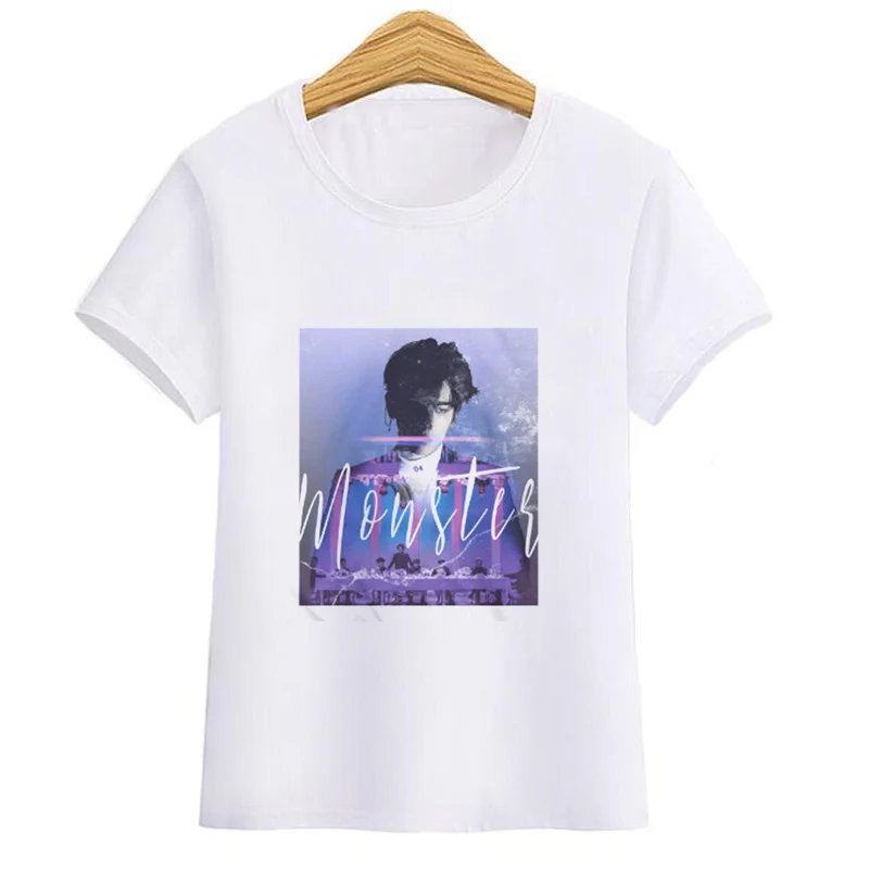 EXO Monster Tshirt Harajuku Vintage K-pop Exo Merch T Shirts Unisex Korean Style Women Ulzzang Graphic Oversized | Женская одежда