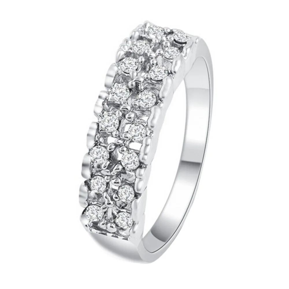 Романтический Свадебный Подарок Сияющий Ясно Любовь Кристалл Круглые Кольца