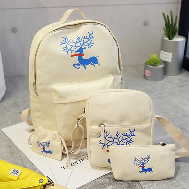 

Women's canvas backpack fashion travel Backpacks for adolescent girls Sika deer school backpack bolsas feminina school bags