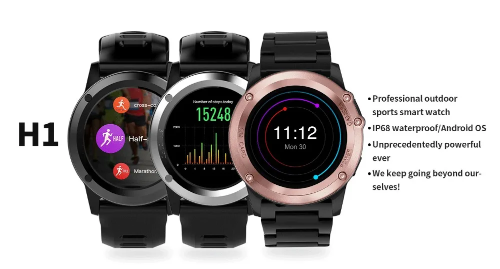 H1 android 4.4 Smart watch waterproof 1.39inch mtk6572 SmartWatch for iPhone support 3G wifi GPS SIM GSM WCDMA |